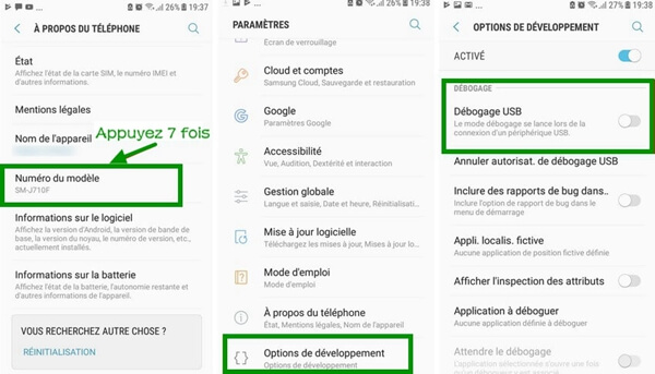 activer le mode Débogage USB sur Samsung