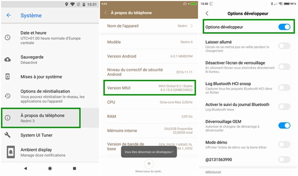 activer le mode Débogage USB sur Redmi