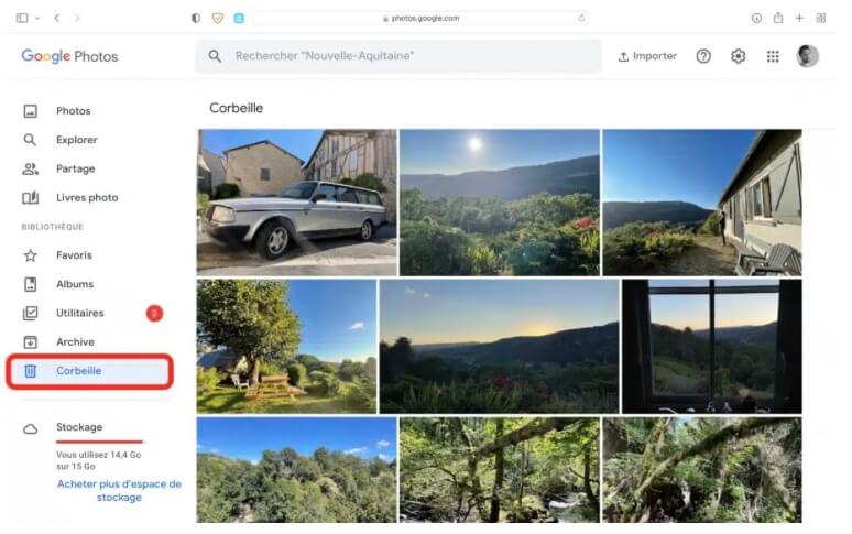  Corbeille récupération de photos Google Photos 