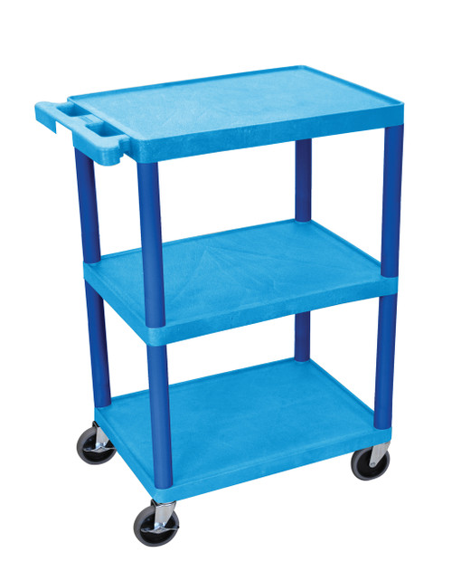 Blue 3 Shelves Plastic Cart