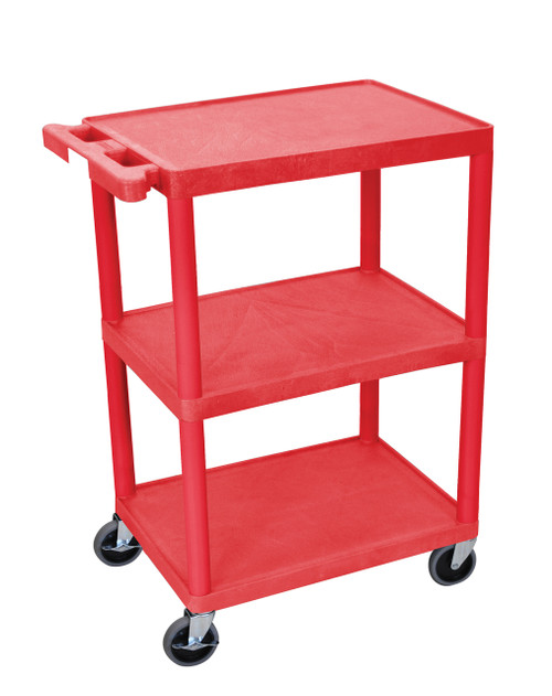 34 Inch Red 3 Shelf Cart