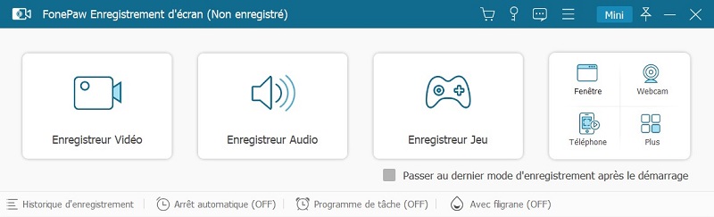 Interface principale de FonePaw Enregistreur d'écran