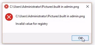 Invalid Value for Registry