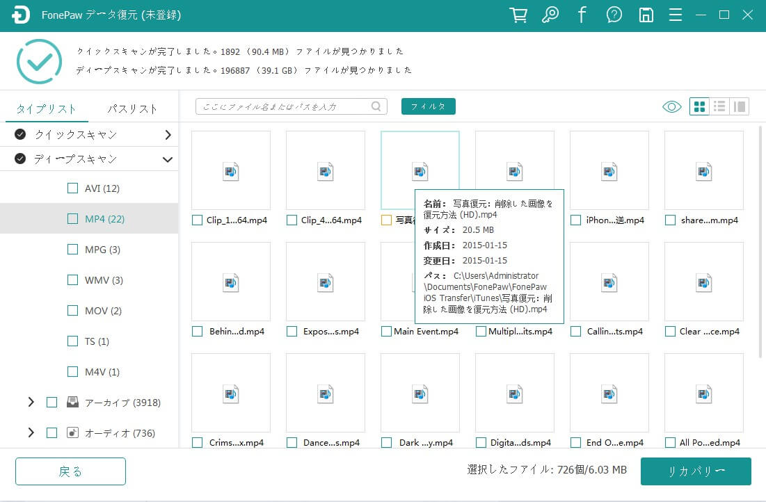 復元ファイル レビュー