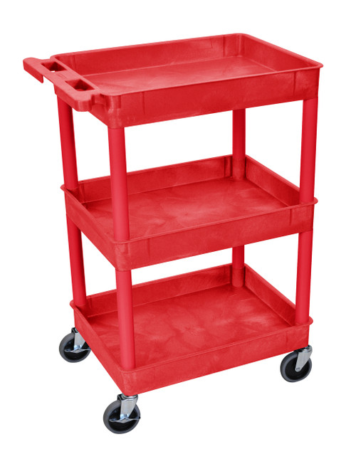 3 Shelf Red Tub Cart