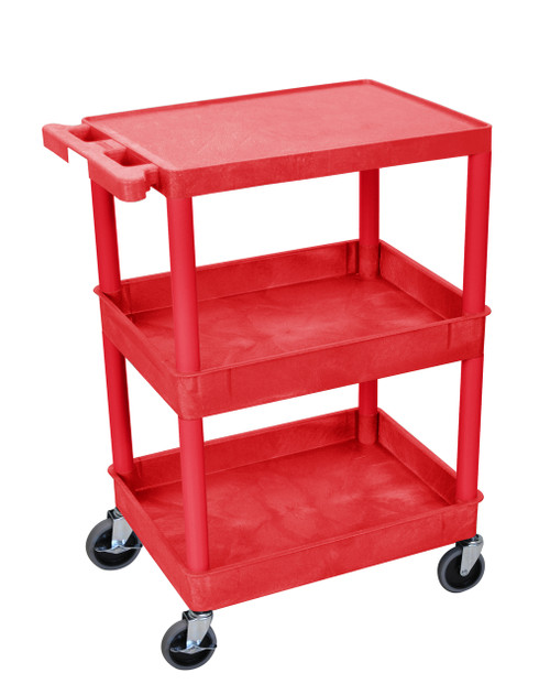 Red 3 Shelf Tub Cart