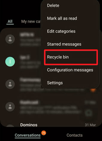 Android Recycle Bin on Message App