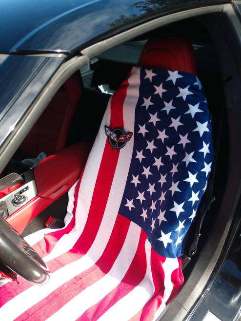Corvette C5 American Flag Car Seat Cover Towel