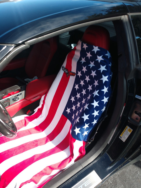 Corvette C6 American Flag Car Seat Cover Towel
