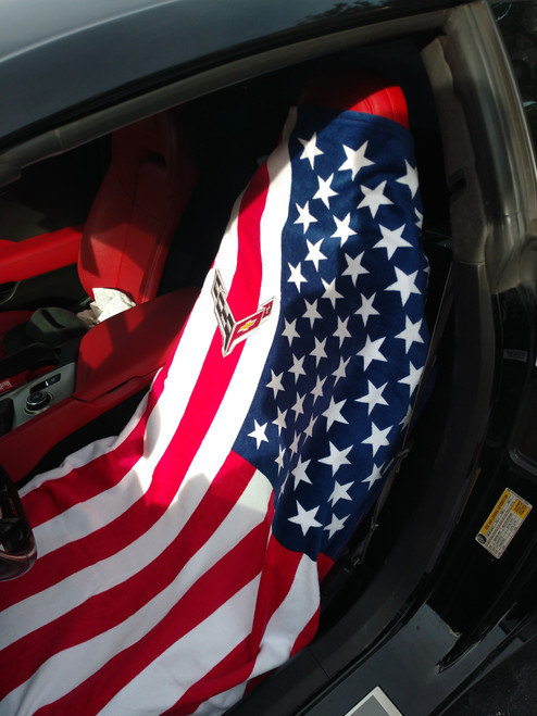 Corvette C8 American Flag Car Seat Cover Towel