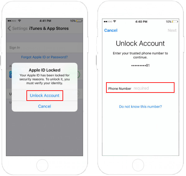 Unlock Apple ID with Password