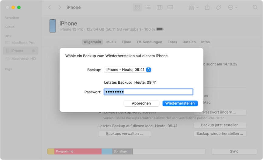 Wiederherstellen Ihres iPhones bestätigen