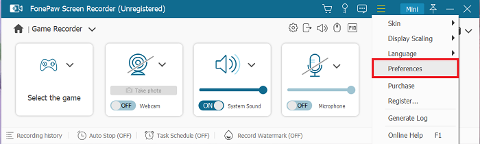 Adjust Preference Settings