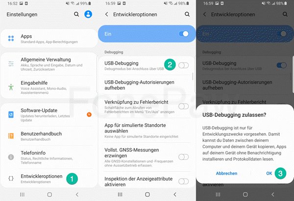 USB Debugging aktivieren Android