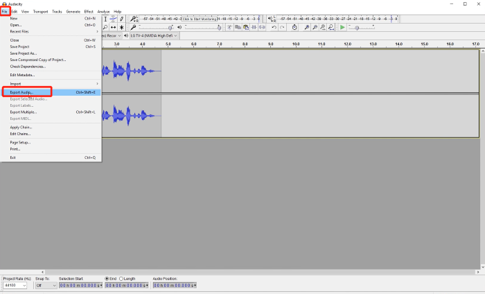 Audacity Save Audio