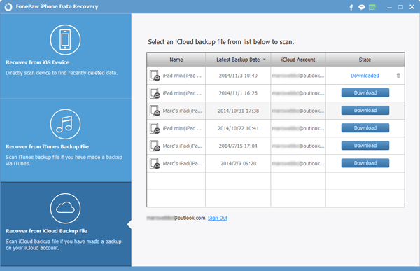 Baixar backup do iCloud