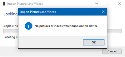 Can't Import Photos from iPhone