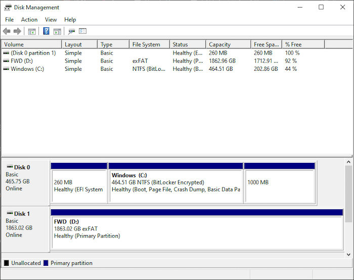 Check the Drive in Disk Management