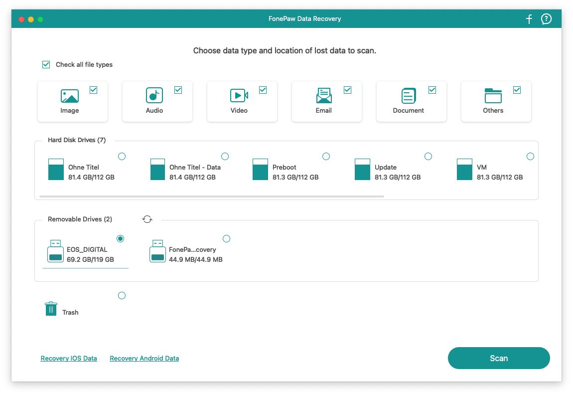 Choose Type Files and Drives