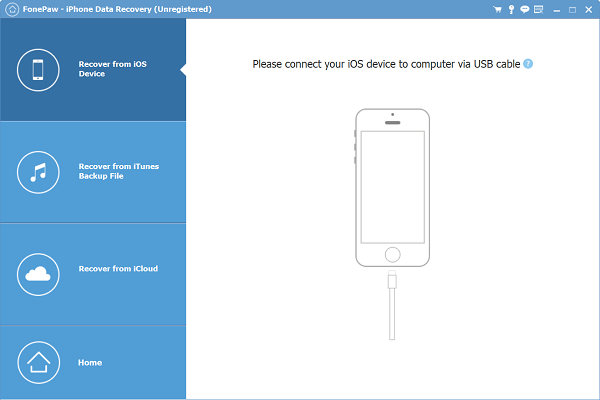 Interface do FonePaw Recuperação de Dados iPhone