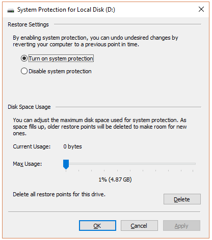 Configure Disk Space Usage