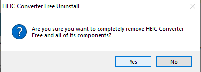 Confirm Uninstall HEIC Converter