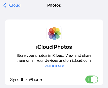 Enable iCloud Photos