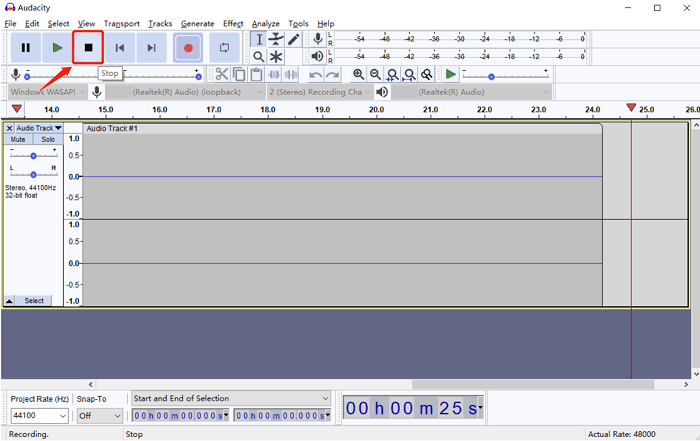 End Recording Audacity