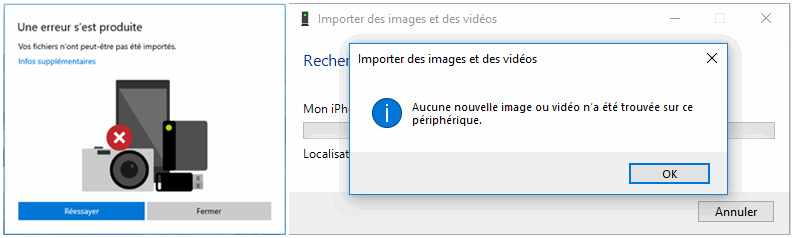 Impossible d'importer des photos depuis un iPhone vers un PC