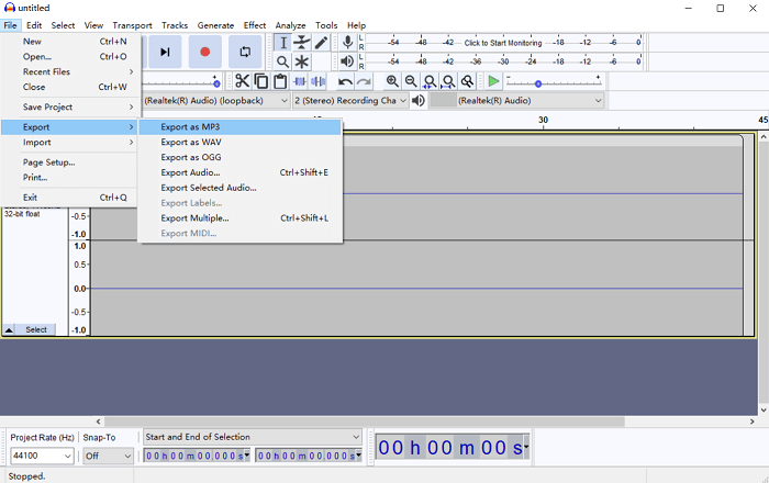 Export File Audacity