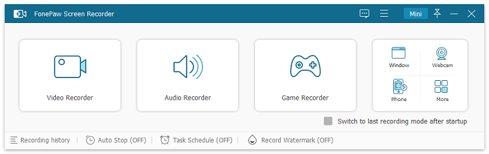 FonePaw Game Recorder Main Interface