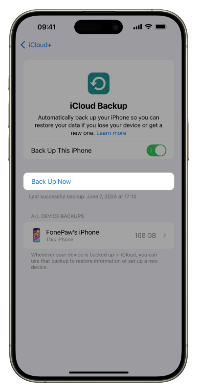 Back Up iPhone to iCloud