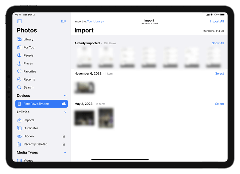 Import iPhone Photos on iPad