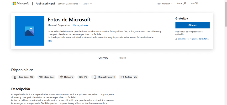 Obtener Fotos de Microsoft en la Tienda