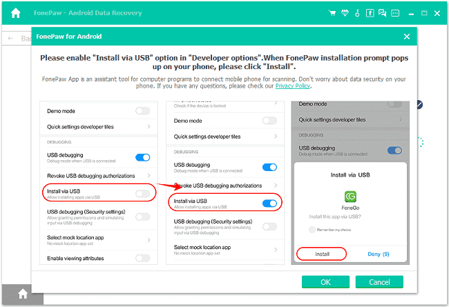 Permit FonePaw App to Access Android Memory