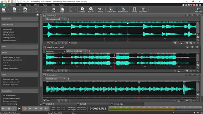 Programa para gravar áudio WavePad