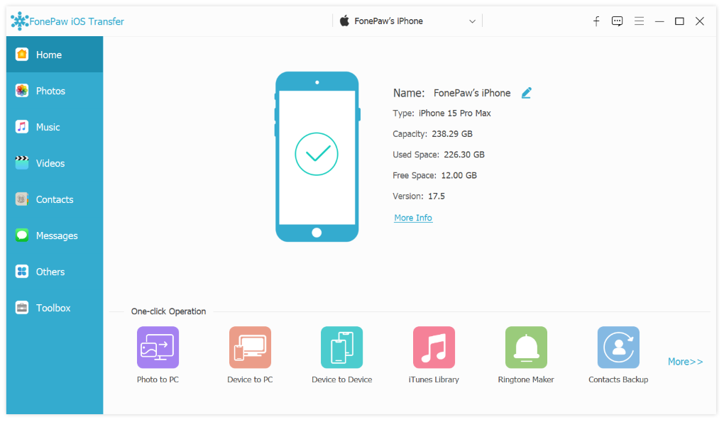 Connect iPhone to FonePaw iOS Transfer