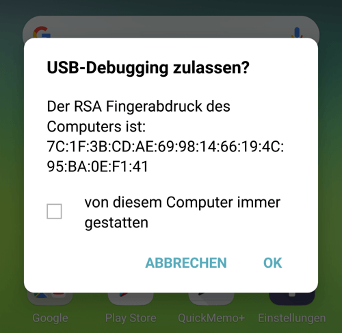 USB Debugging von FonePaw zulassen