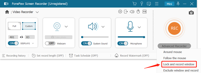 Lock and Record Window FonePaw