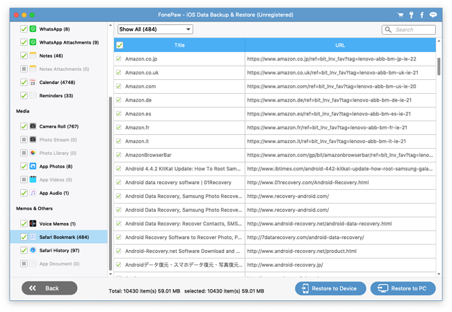 Recover Safari Bookmarks from iPhone