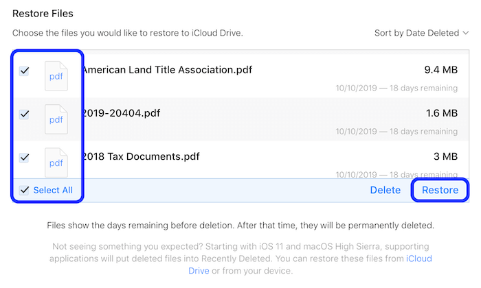 Recover Deleted Files iCloud Drive
