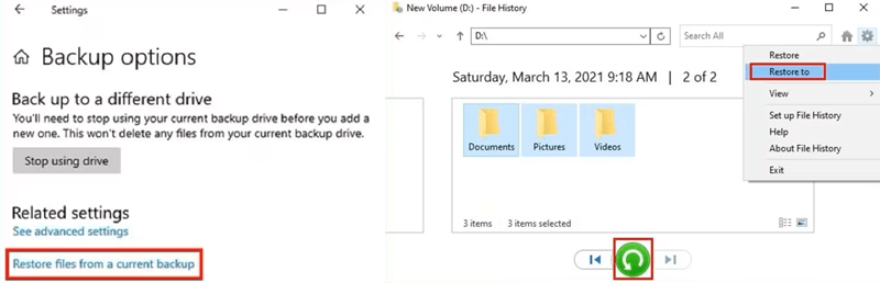 Recover HDD Files from File History