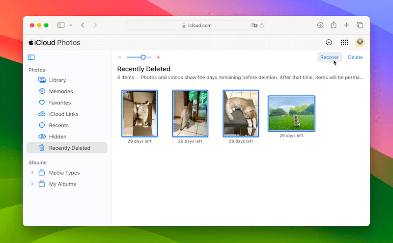 Recover Deleted Photos on Mac from iCloud