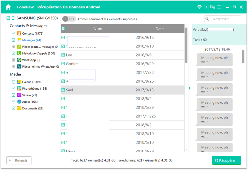 récupérer sms effacer android