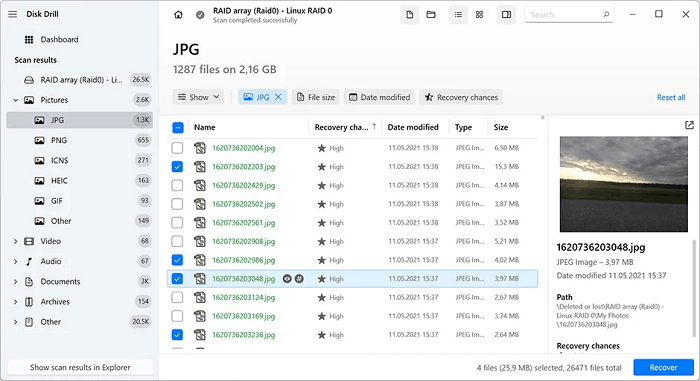 Recovery Selected File on Disk Drill