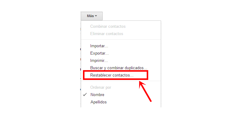 recuperar contactos desde Gmail