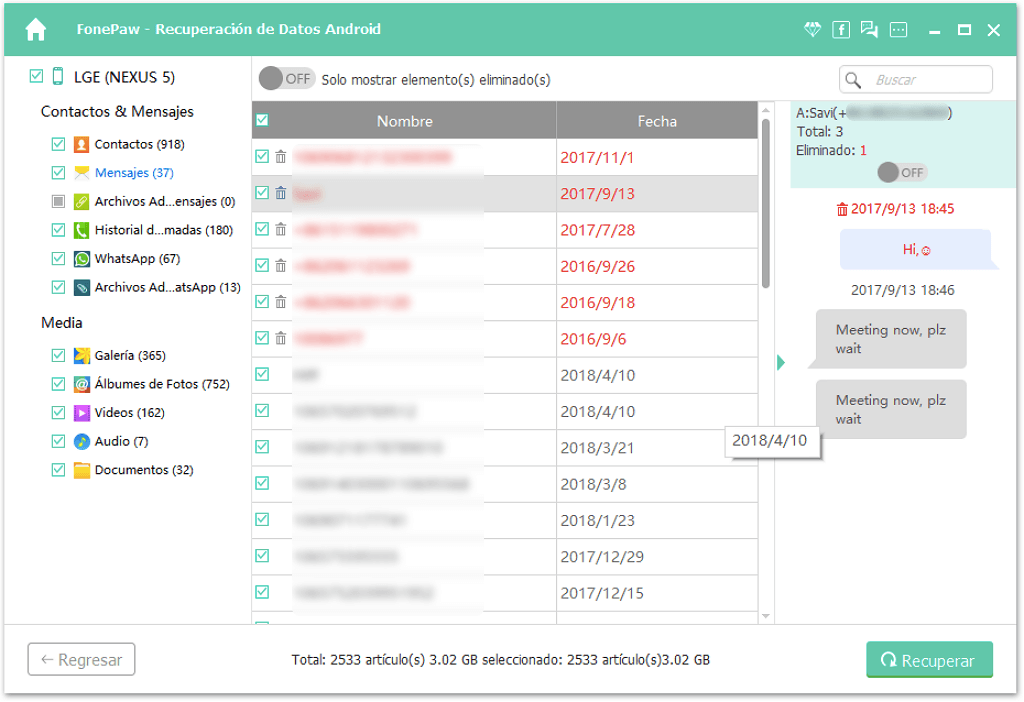 recuperar números borrados de Android