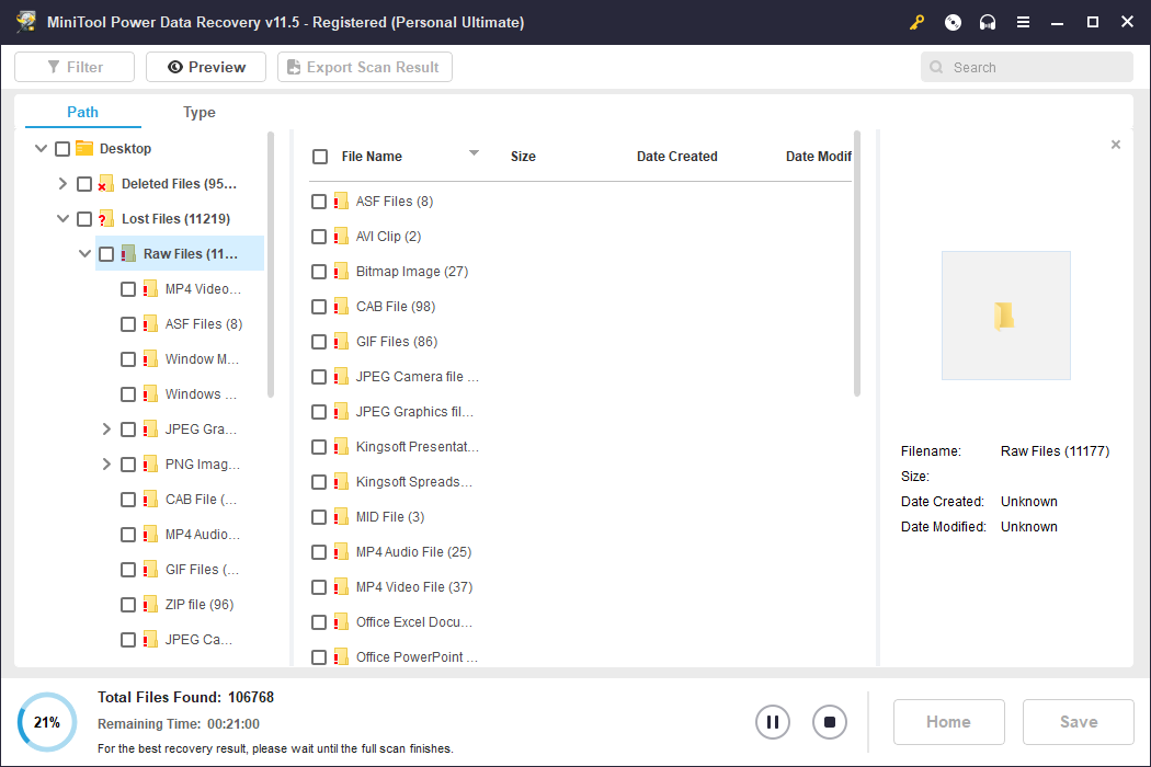 Scan the Files of the Drive or Storage Device