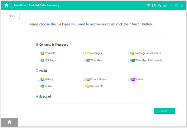 Select File Types to Scan