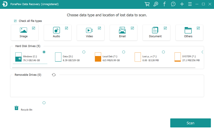 Select File Types and SD Card